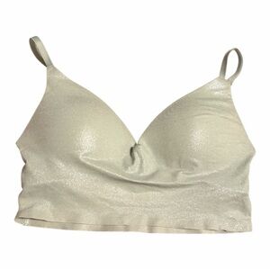 Pink Victoria Secret no Wireless Sport Bra Sparkling Shimmery Silver Women Small